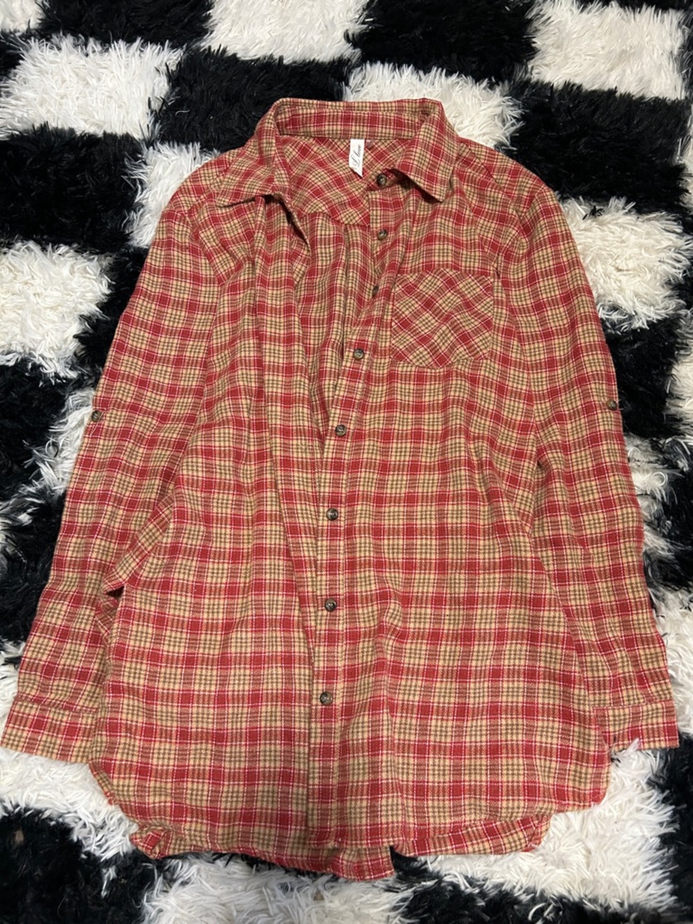 Plaid Button-Front Women's Shirt Jacket in Red